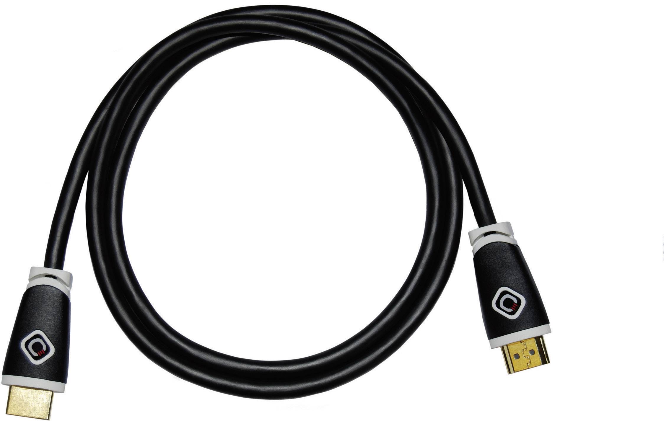 Oehlbach HDMI Cable HDMI-A plug, HDMI-A plug 2.50 m Black 128 Audio Return Channel, gold plated connectors, Ultra HD (4k) HDMI