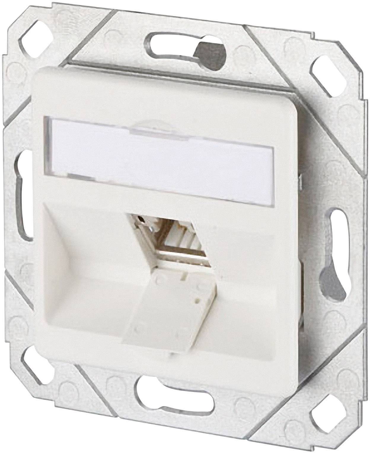 Metz Connect Network outlet Flush mount Insert with main panel CAT 6A 1 port Pure white