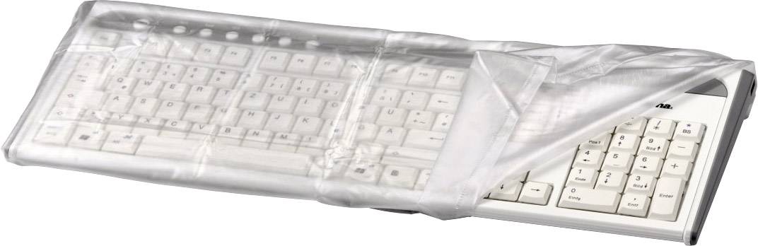 Keyboard with a transparent plastic cover.