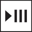 Symbol of a play and pause button combined, black background, white triangle pointing to the right, followed by three vertical bars.