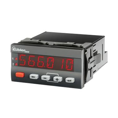 Panneau de commande numérique affichant des chiffres LED rouges « 566.0 10 » avec boutons de façade sur un instrument industriel noir.