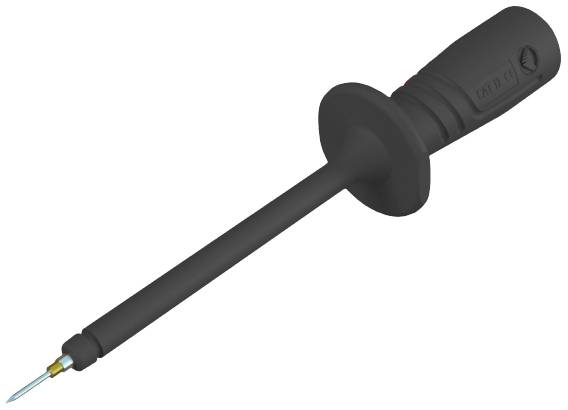 Un stylo testeur isolé avec une longue poignée et une pointe métallique fine. Adapté pour vérifier en toute sécurité les circuits électriques.