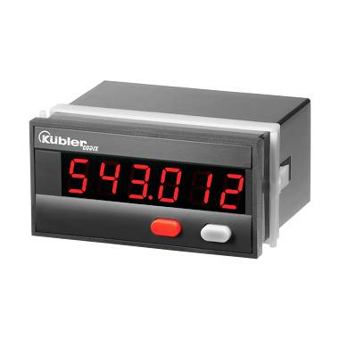 Compteur numérique électronique Kubler avec afficheur à sept segments rouge affichant 543.012 et deux boutons frontaux
