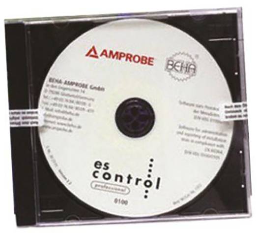 Une pochette de CD portant l'inscription 'es control profession Bundle', contenant des logiciels d'AMPROBE et BEHA pour la surveillance énergétique.