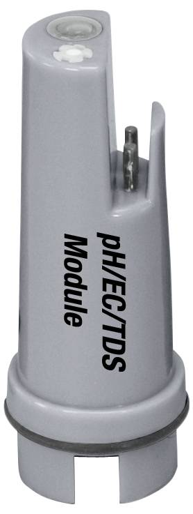 Ein graues pH/EC/TDS-Modul mit der Aufschrift „pH/EC/TDS Module