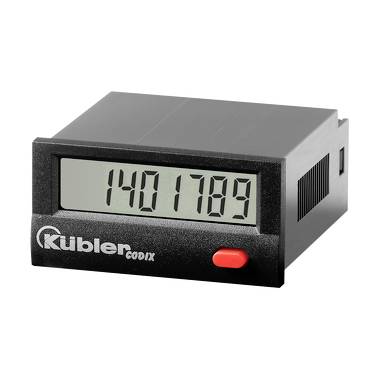Affichage numérique du compteur Kubler affichant le numéro 1401789, avec un bouton de réinitialisation rouge sur le devant.