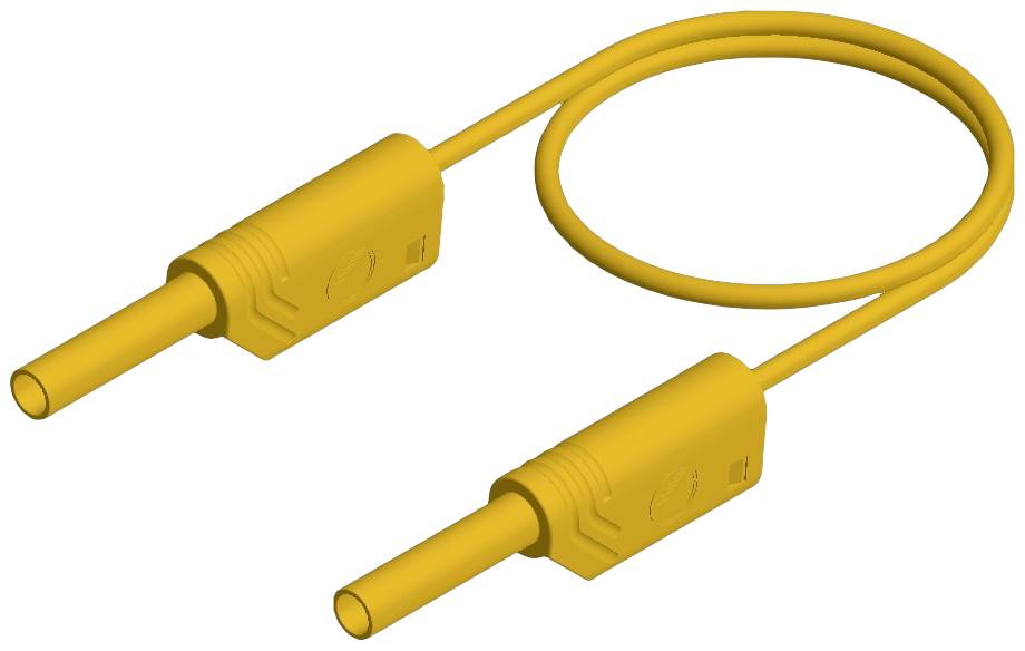 Un câble jaune avec des fiches aux deux extrémités, adapté pour les connexions électroniques.