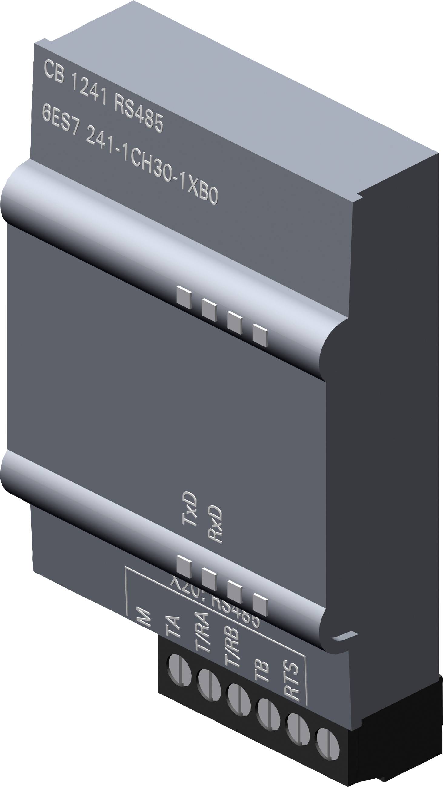 Module de communication Siemens CB 1241 gris RS485, numéro de pièce 6ES7 241-1CH30-1XB0, doté de plusieurs ports de connexion.