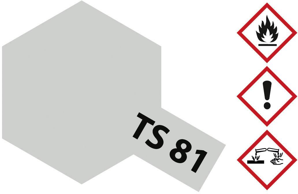 Logo 'TS 81' accompagné de trois symboles de danger : substance inflammable, symbole d'avertissement général et danger corrosif.