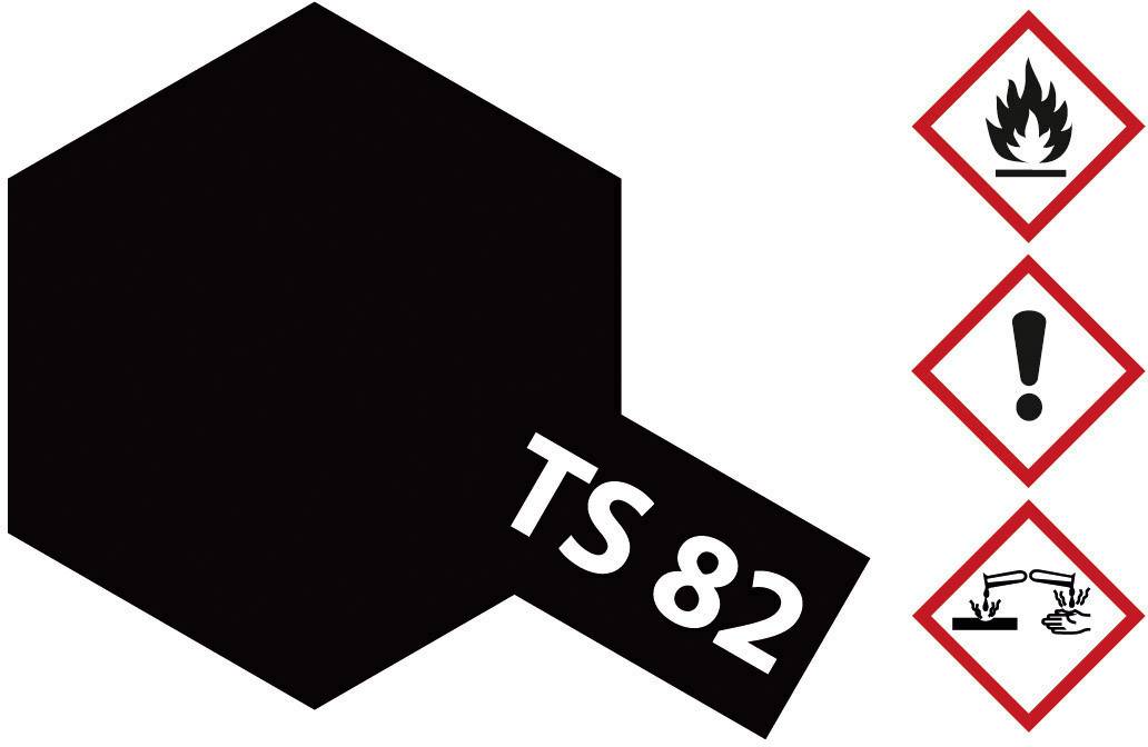 'TS 82' dans un hexagone noir. À droite, trois symboles de danger : Inflammable, Attention, Corrosif.
