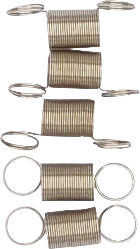 Quatre ressorts de tension métalliques alignés verticalement, chacun avec des extrémités enroulées pour l'attachement.