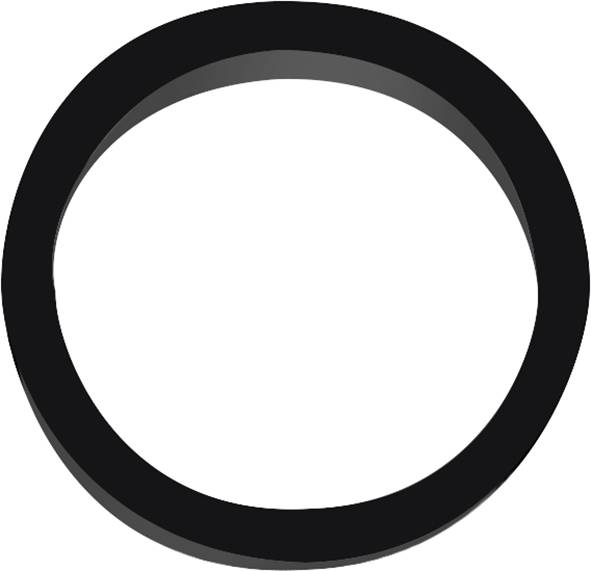 Une bague circulaire noire sur un fond blanc.