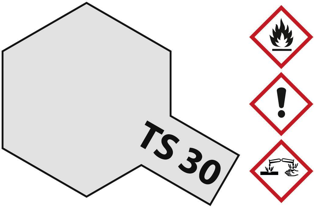 Étiquetage des substances dangereuses 'TS 30' avec symboles : Flamme (inflammable), Point d'exclamation (avertissement), Éprouvette (corrosif).
