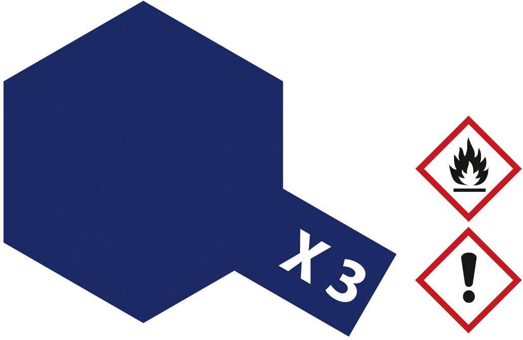 Un hexagone bleu foncé avec une zone prolongée à gauche affichant 'X3'. À droite, deux symboles de danger : flamme et point d'exclamation.
