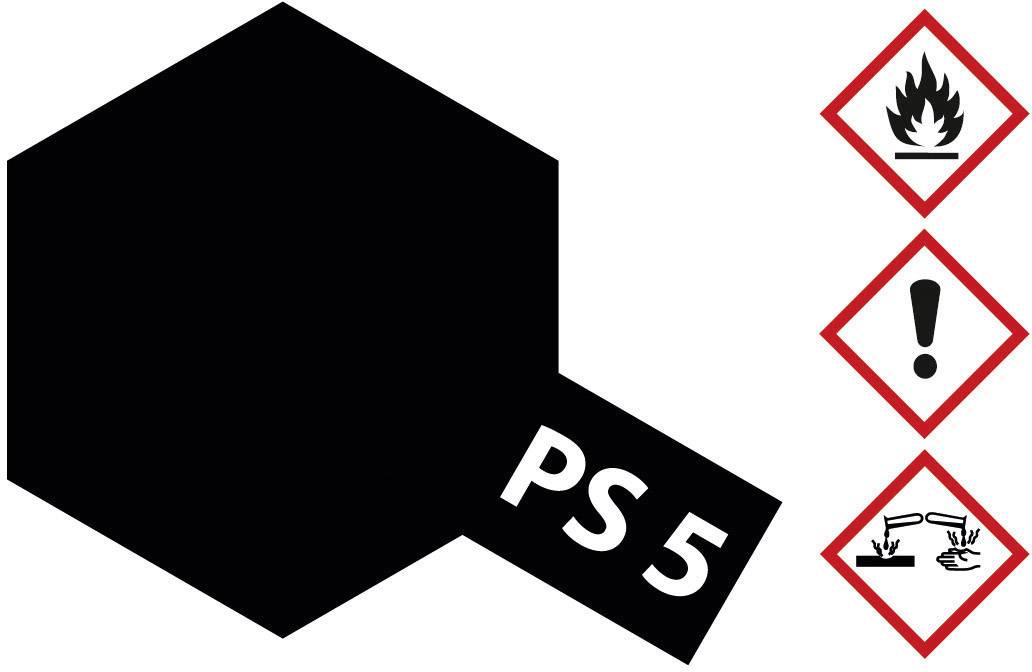 Étiquette de 'PS 5' avec des symboles : en haut, une flamme pour inflammable, au milieu, un point d'exclamation pour l'avertissement, en bas, un symbole d'acide pour corrosif.