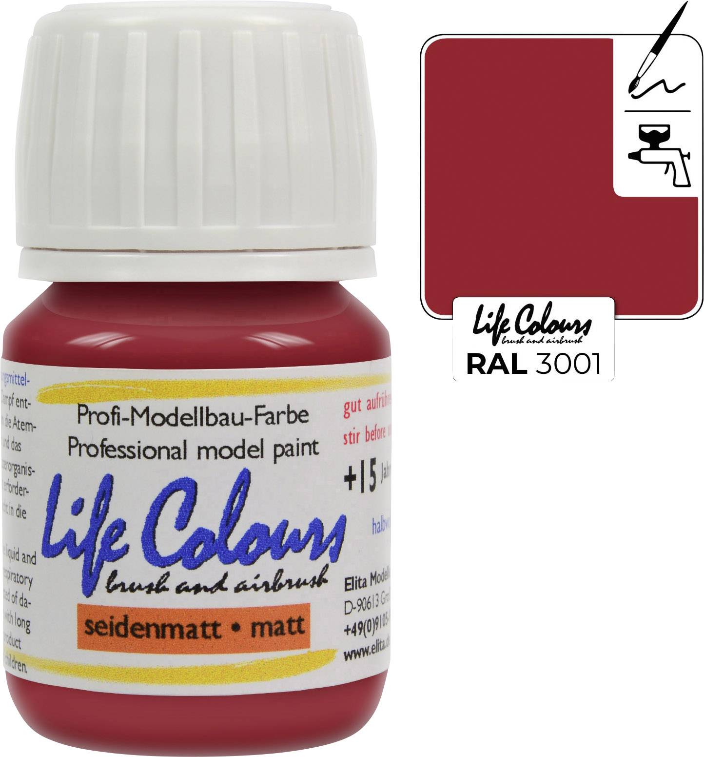 Elita LC003001-SM-015 Vernis pour modélisme ferroviaire rouge signal 15 ml