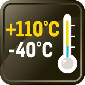 Temperaturbereich: +110°C bis -40°C