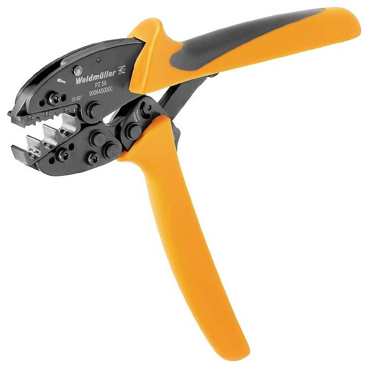 Pince Weidmüller à poignée orange, spécifiée pour les travaux de coupe et de dénudage de câbles.