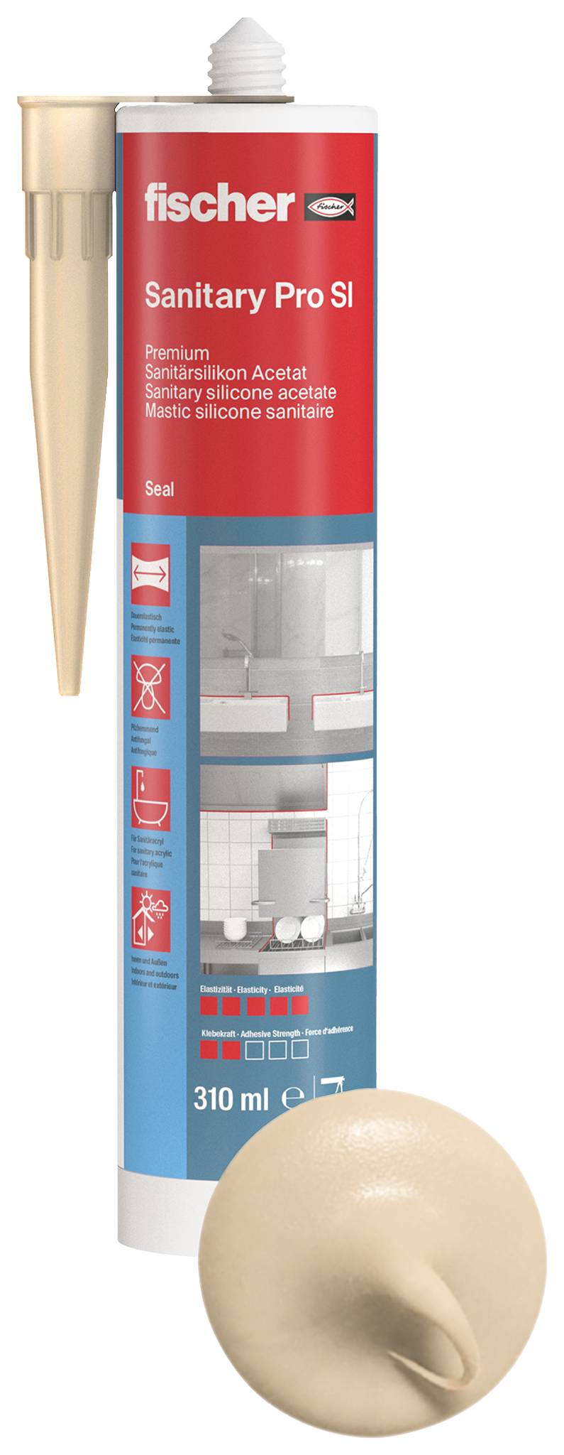 Fischer DSSA Silicone sanitaire Couleur beige bahamas 053103 310 ml