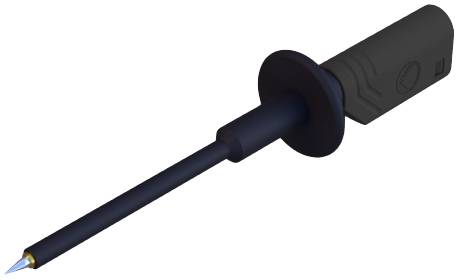 Fer à souder à poignée noire, avec une pointe métallique fine. Utilisé pour assembler des composants électroniques.