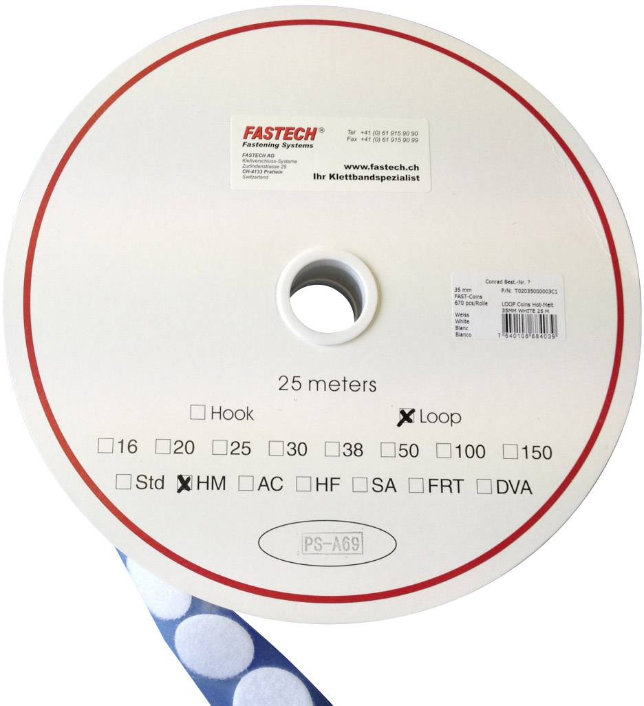 FASTECH® T02035000003C1 Pastille ronde auto-agrippante hotmelt à coller partie velours (Ø) 35 mm blanc