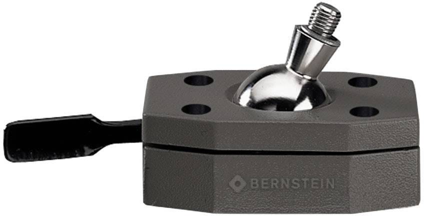 Un élément de fixation métallique avec rotule et vis, monté sur une base hexagonale, portant la marque 'Bernstein'.