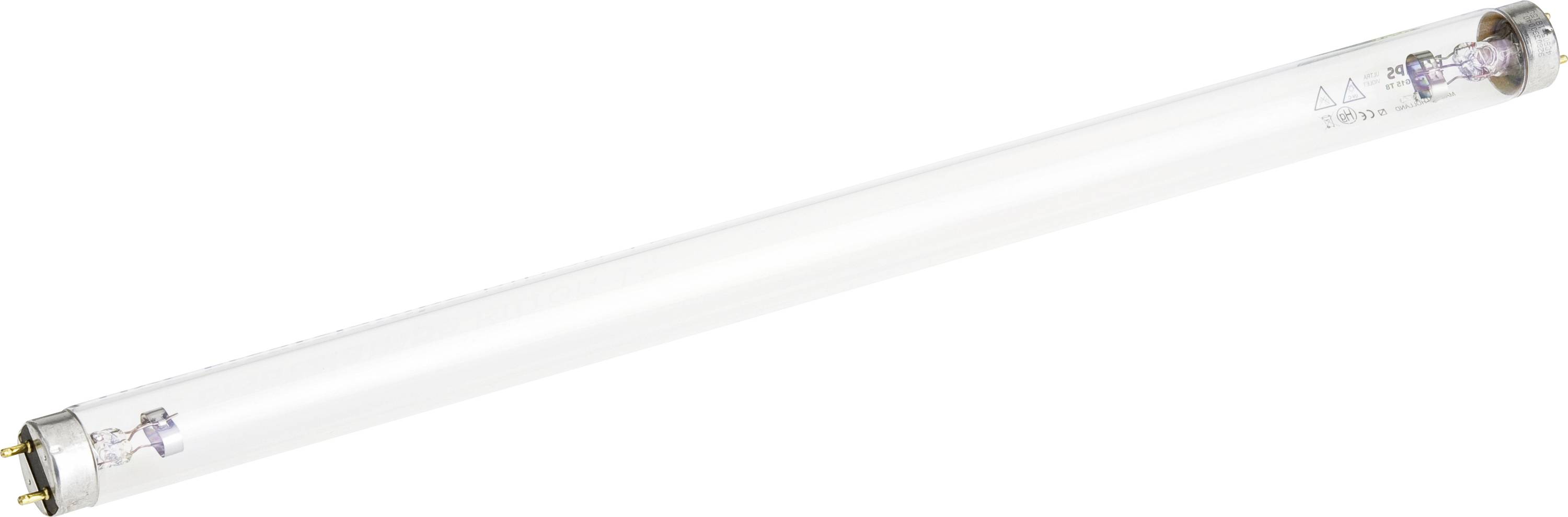 Un tube fluorescent long et cylindrique avec des contacts métalliques à chaque extrémité.