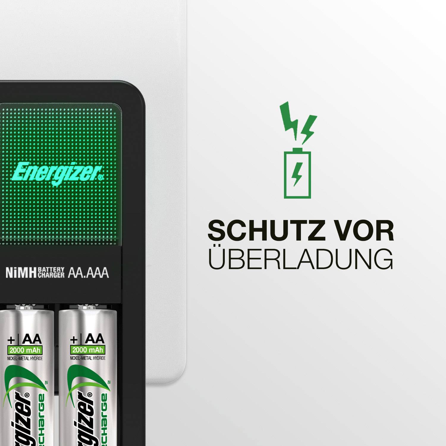 Chargeur de piles rondes NiMH avec accus Energizer Mini Charger CH2PC4