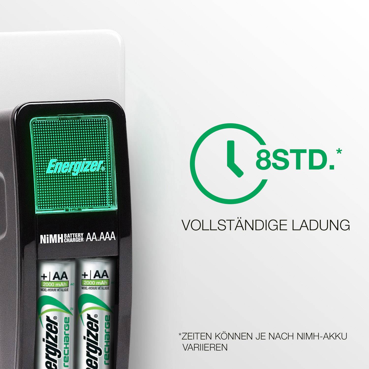 Chargeur de piles rondes NiMH avec accus Energizer Mini Charger CH2PC4