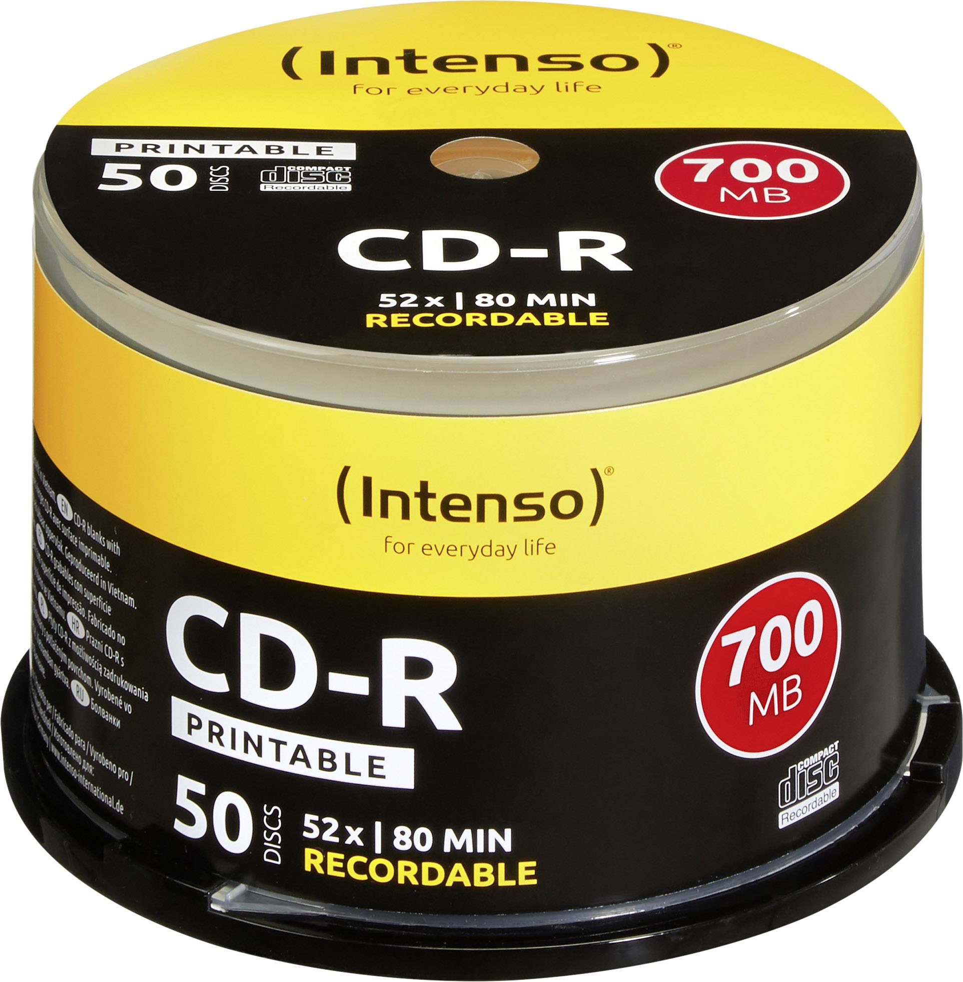 CD-R 80 vierge 700 Mo Intenso 1801125 50 pc(s) tour imprimable