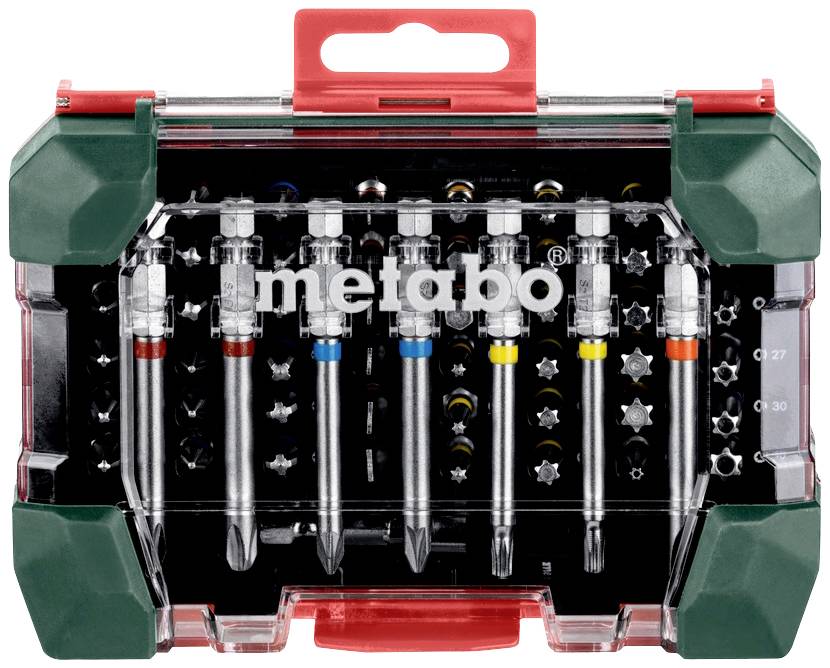 Metabo Promotion 626702000 Jeu d'embouts 56 pièces vis à fente, cruciforme Phillips, vis Pozidriv, 6 pans intérieurs, 6 pan