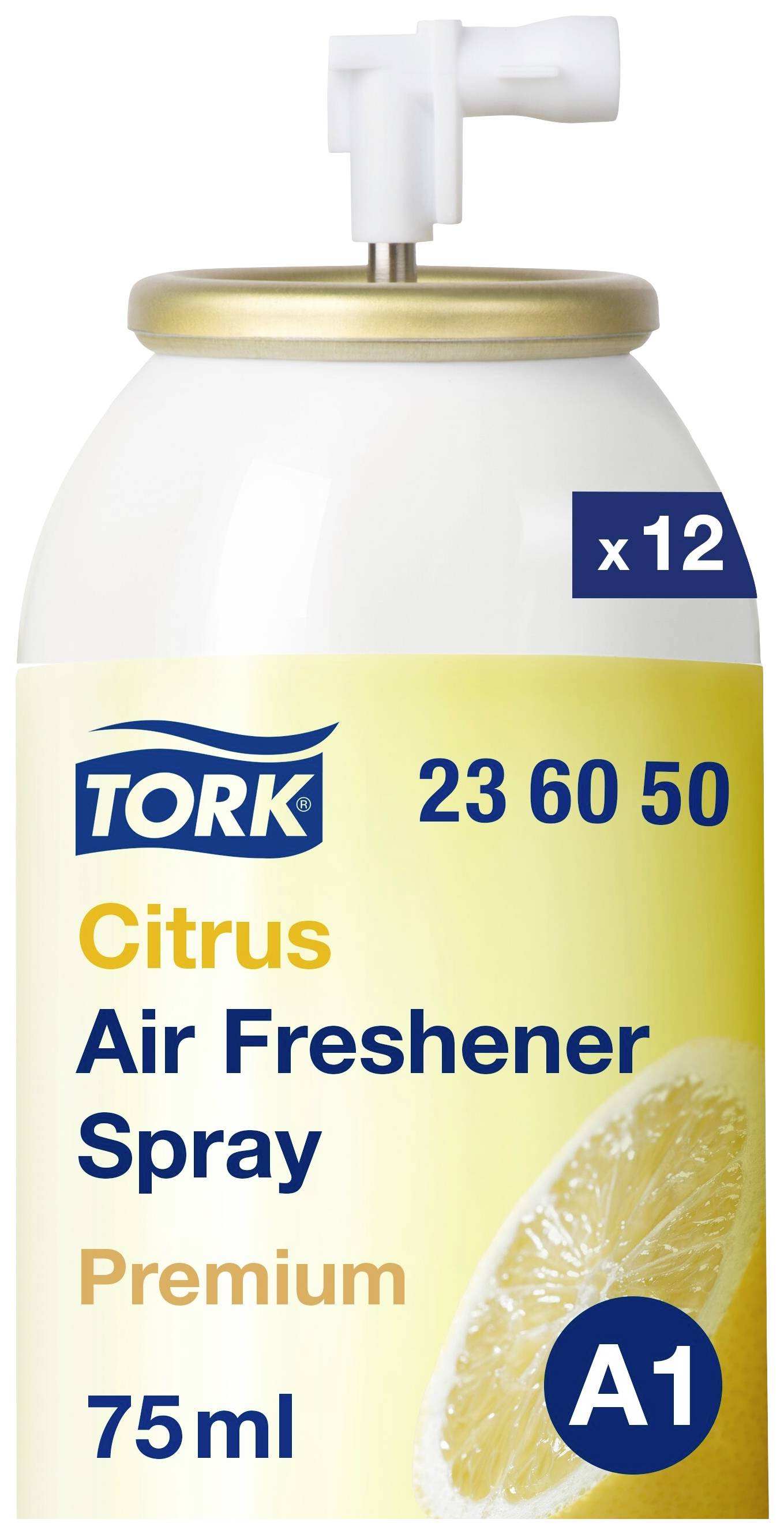 Désodorisant en spray Tork Agrumes, Premium, 75 ml, Parfum Agrumes, Lot de 12.