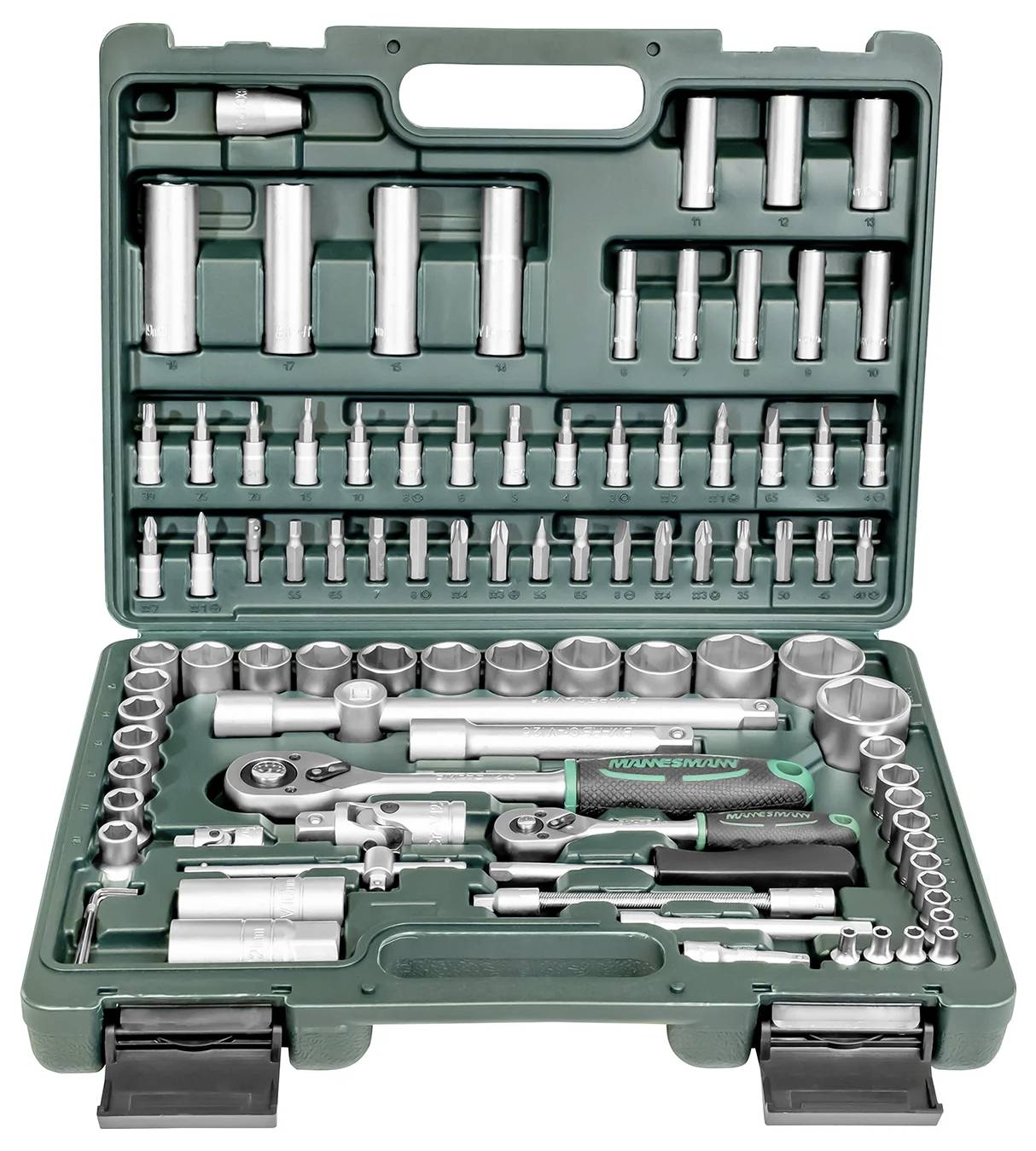 Jeu de clés à douille Brüder Mannesmann métrique 1/4" (6.3 mm), 1/2" (12.5 mm) 94 pièces M98410