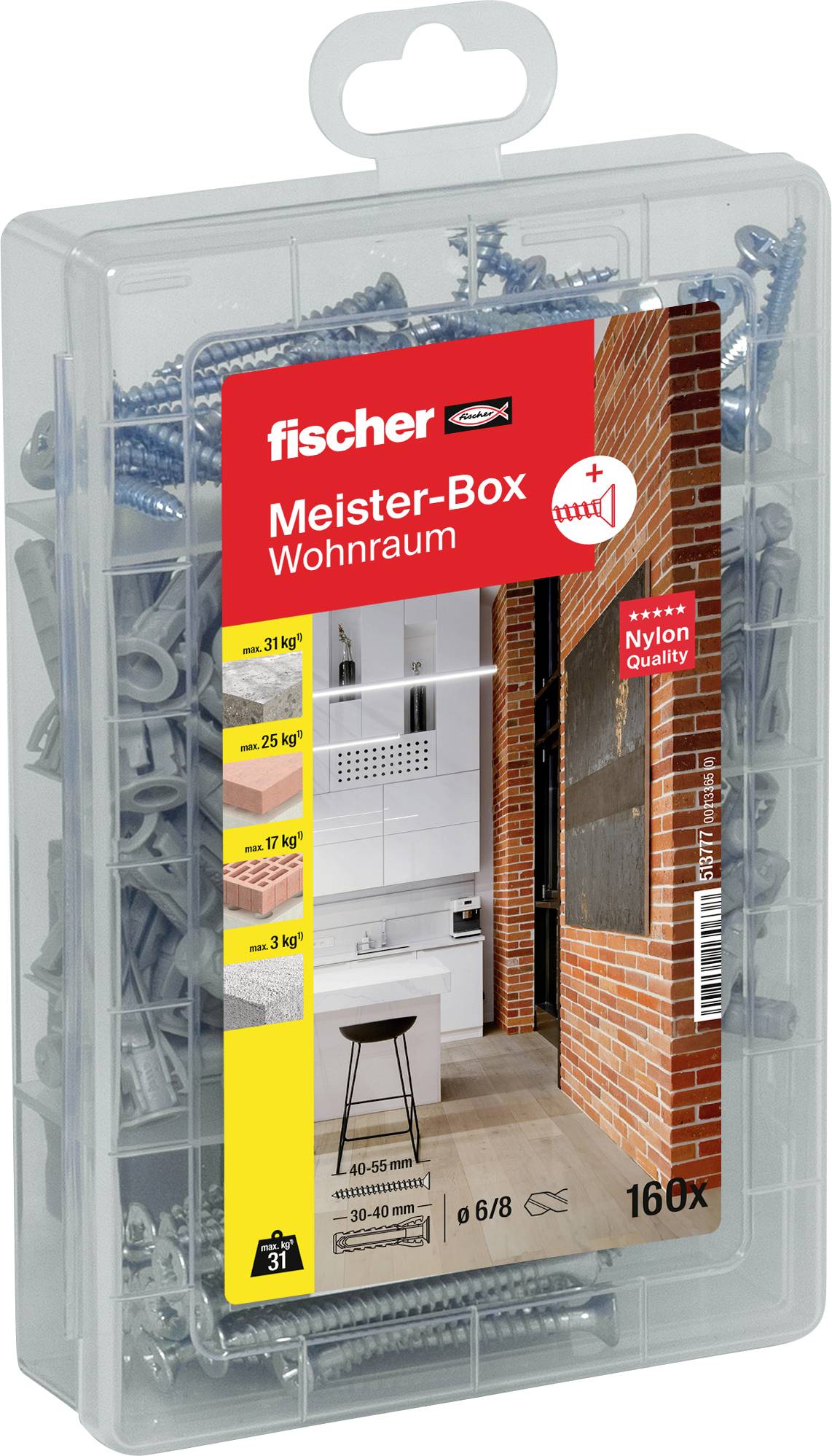 MASTER-BOX avec chevilles SX + vis Fischer 513777 160 pièces