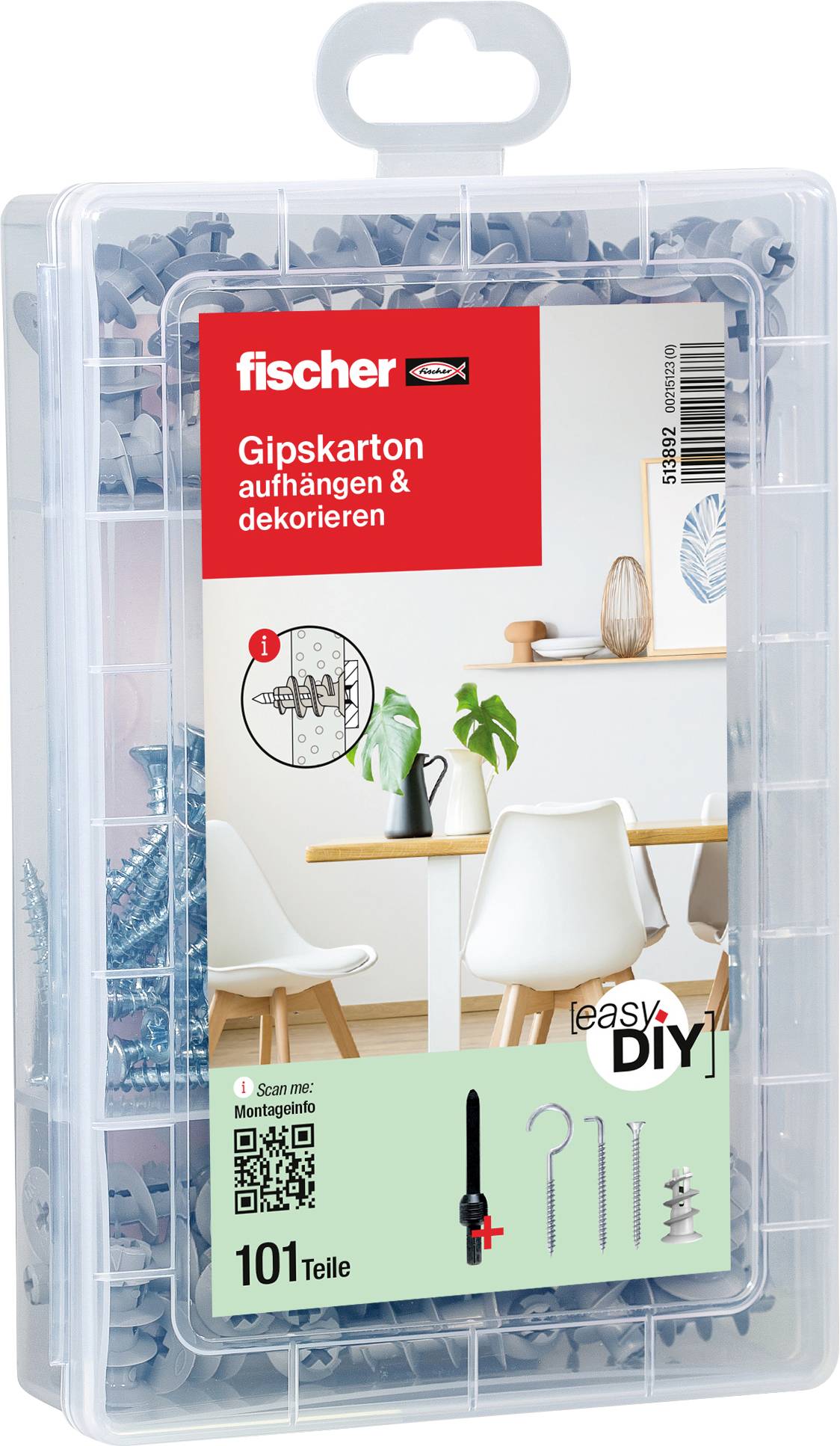 Assortiment de chevilles Gk, vis et crochets Fischer 513892