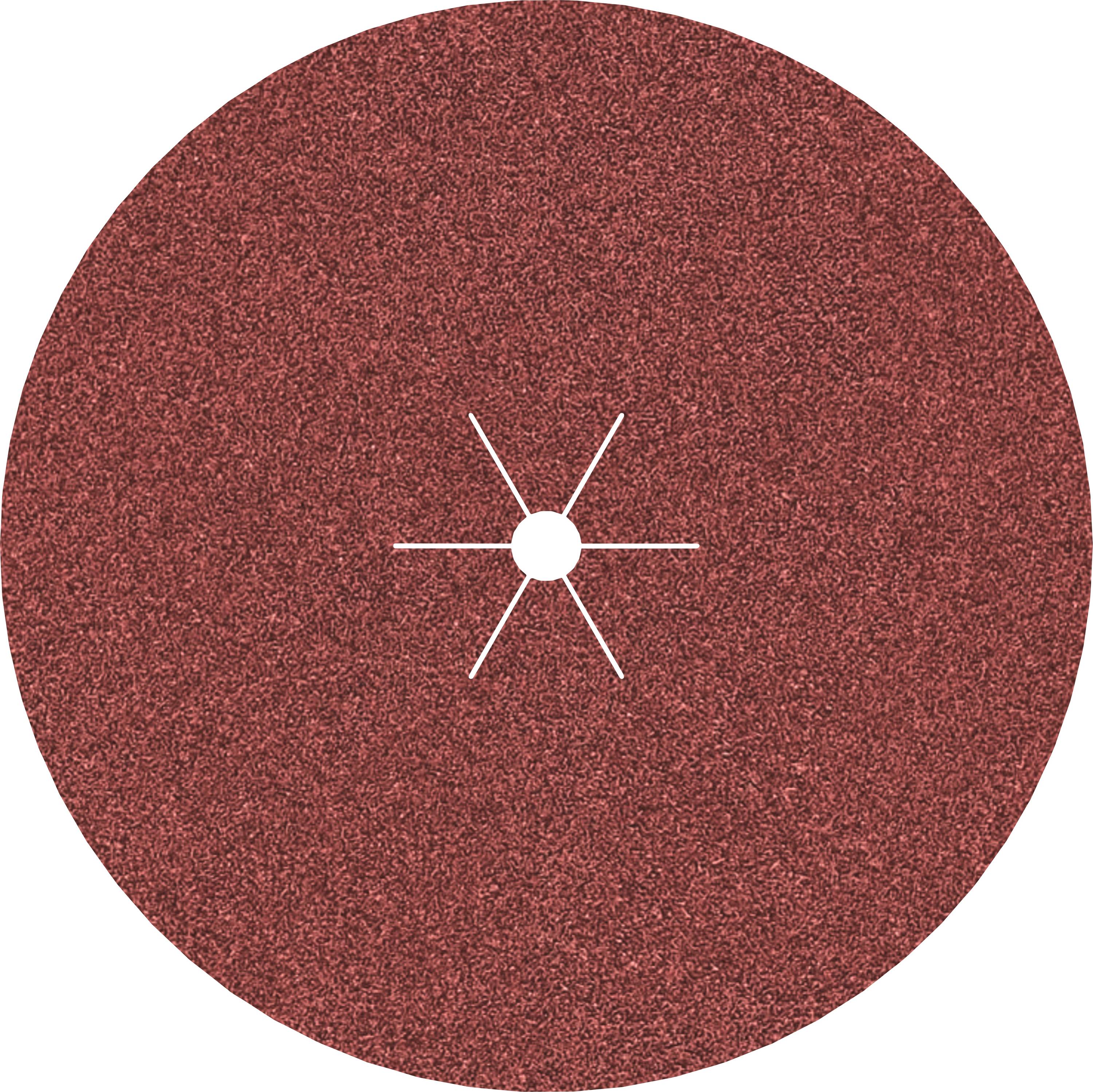 Disque de meulage rond de couleur rouge-brun avec un motif étoilé au centre, utilisé pour l'usinage des métaux ou le travail du bois.