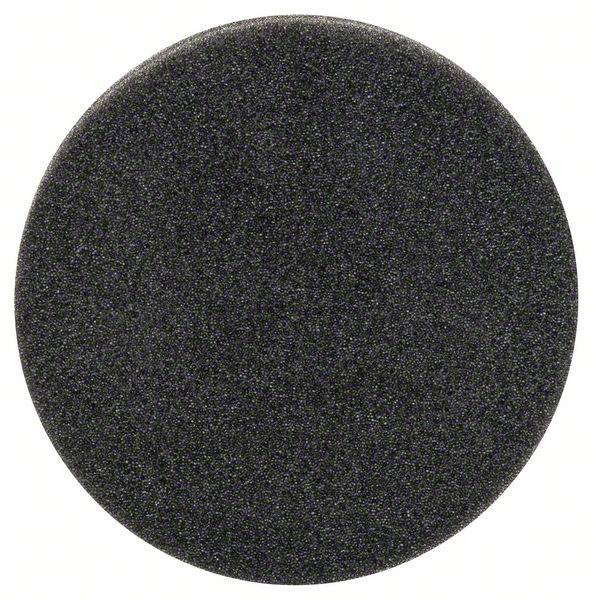 Cercle noir avec une texture granulée sur fond blanc, semblable à une surface de feutre.