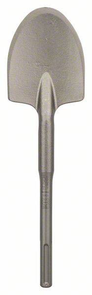 Une pelle avec un long manche droit et une tête plate et large, adaptée aux travaux de jardinage ou de construction.