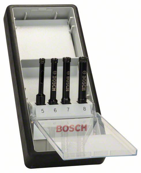 Set de forets diamantés à eau Robust Line, 4 pièces, 5, 6, 7, 8 mm Bosch Accessories 2607019881 revêtement diamanté 1 set