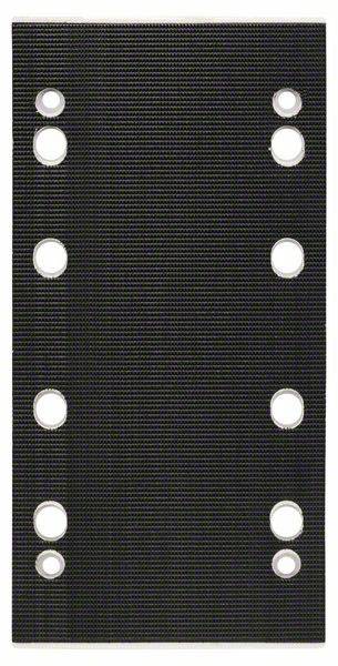 Un disque noir rectangulaire en plastique avec deux rangées verticales de trous perforés, huit trous au total.