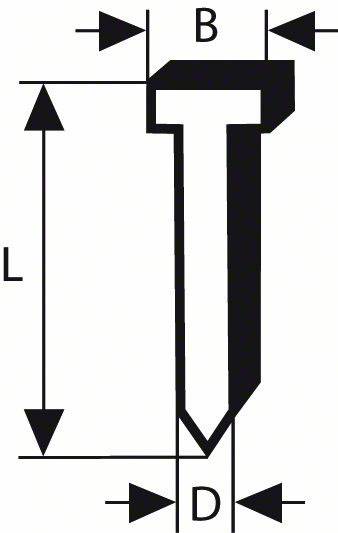 Dessin technique d'un clou avec les annotations 'L' pour Longueur, 'B' pour Largeur et 'D' pour Diamètre de la pointe.
