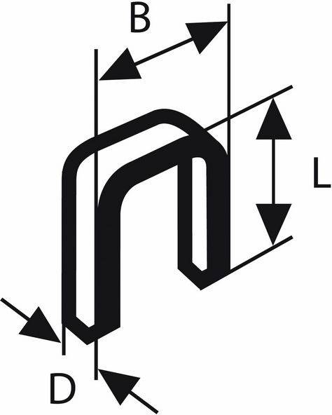 'Diagramme d'une barre courbée avec des dimensions marquées B, L et D, représentant la largeur, la longueur et le diamètre.'