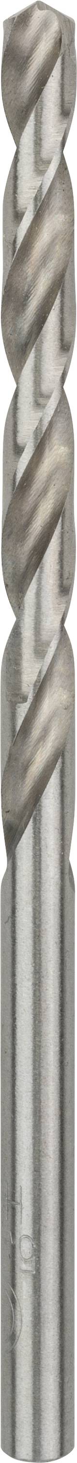 Foret en argent avec des rainures en spirale, adapté pour l'usinage des métaux. Vue verticale centrée sur le design spiralé.