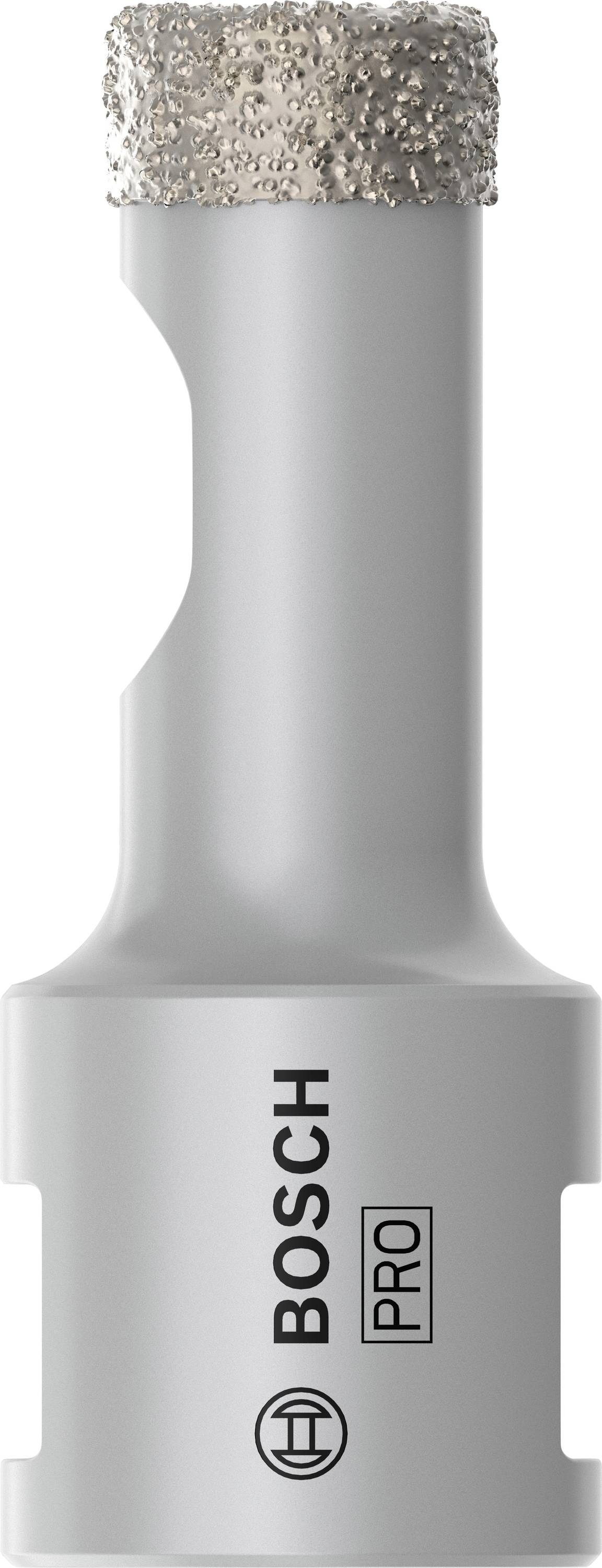 Foret gris portant l'inscription 'BOSCH PRO', adapté aux applications professionnelles, doté d'une tête robuste revêtue de diamant.