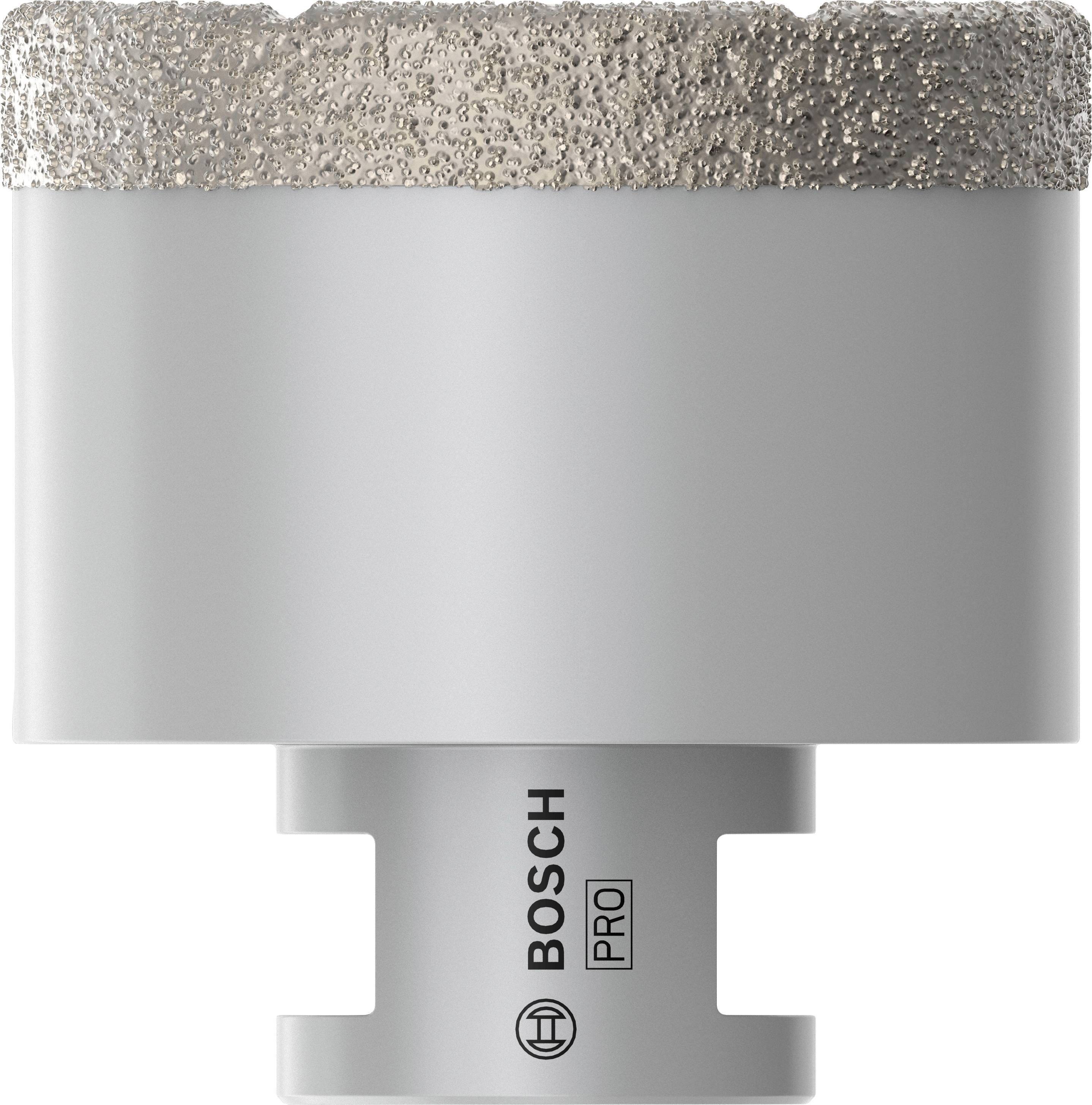 Un foret-couronne Bosch Pro à revêtement diamanté, adapté pour le perçage précis de matériaux durs.