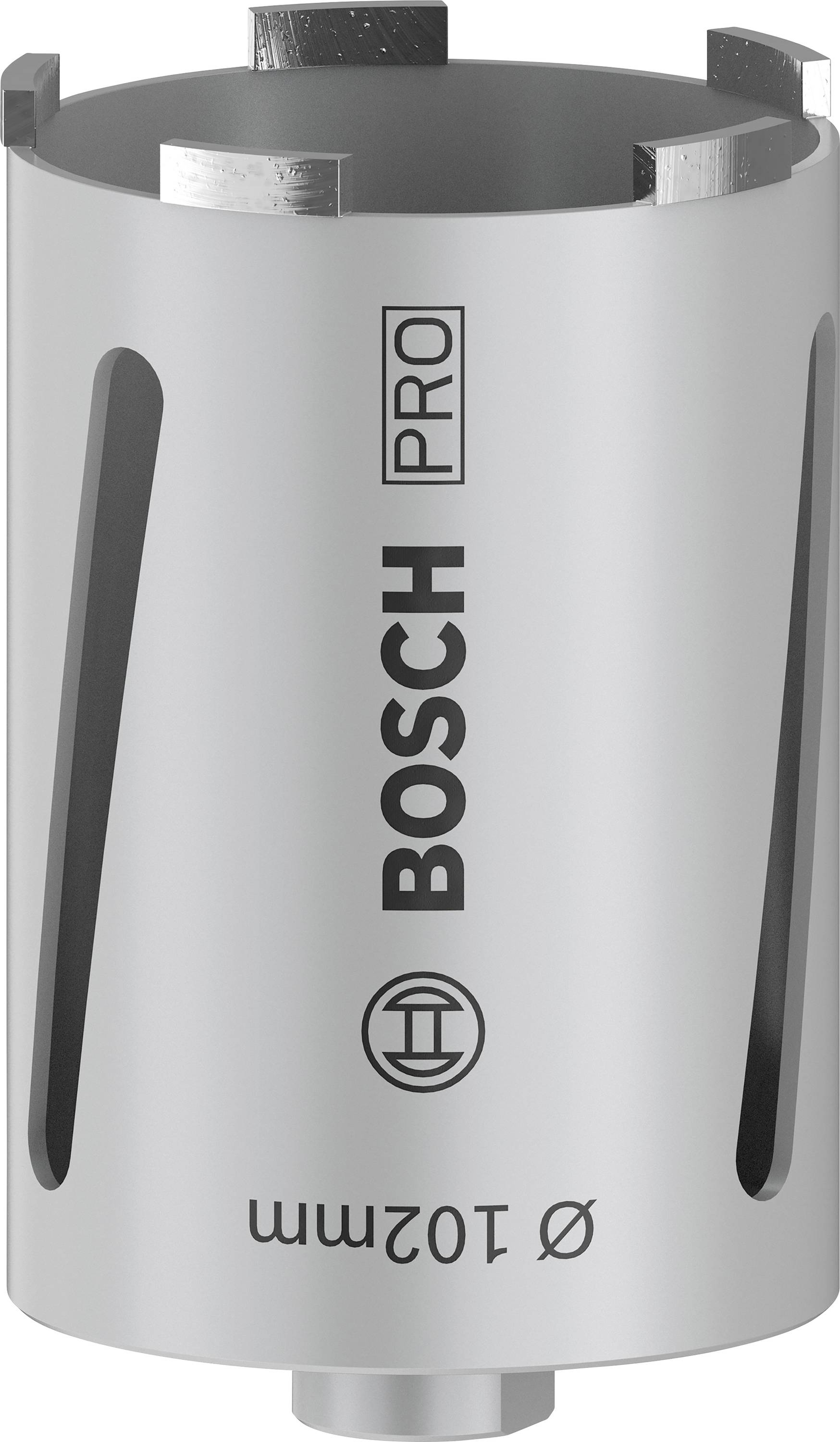Couronne de forage 'BOSCH PRO' pour applications professionnelles, de 102 mm de diamètre.