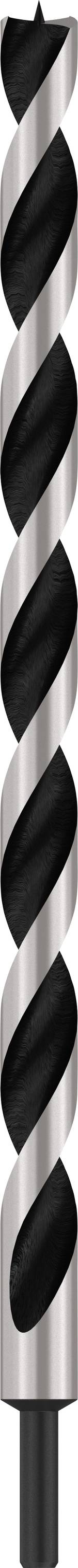 Foret en métal avec une tête de coupe spiralée et brillante et une poignée noire, adapté pour percer des métaux.