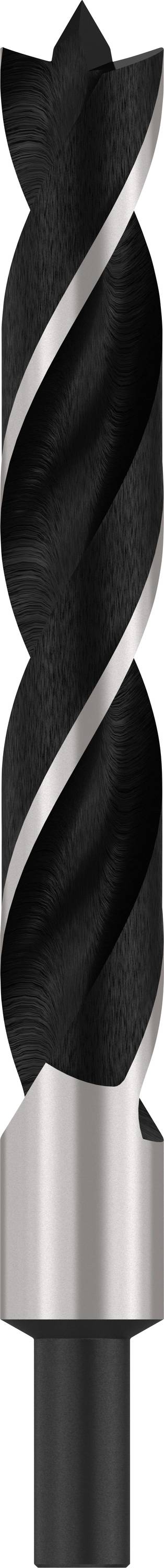Foret hélicoïdal noir avec pointe argentée, aligné verticalement.