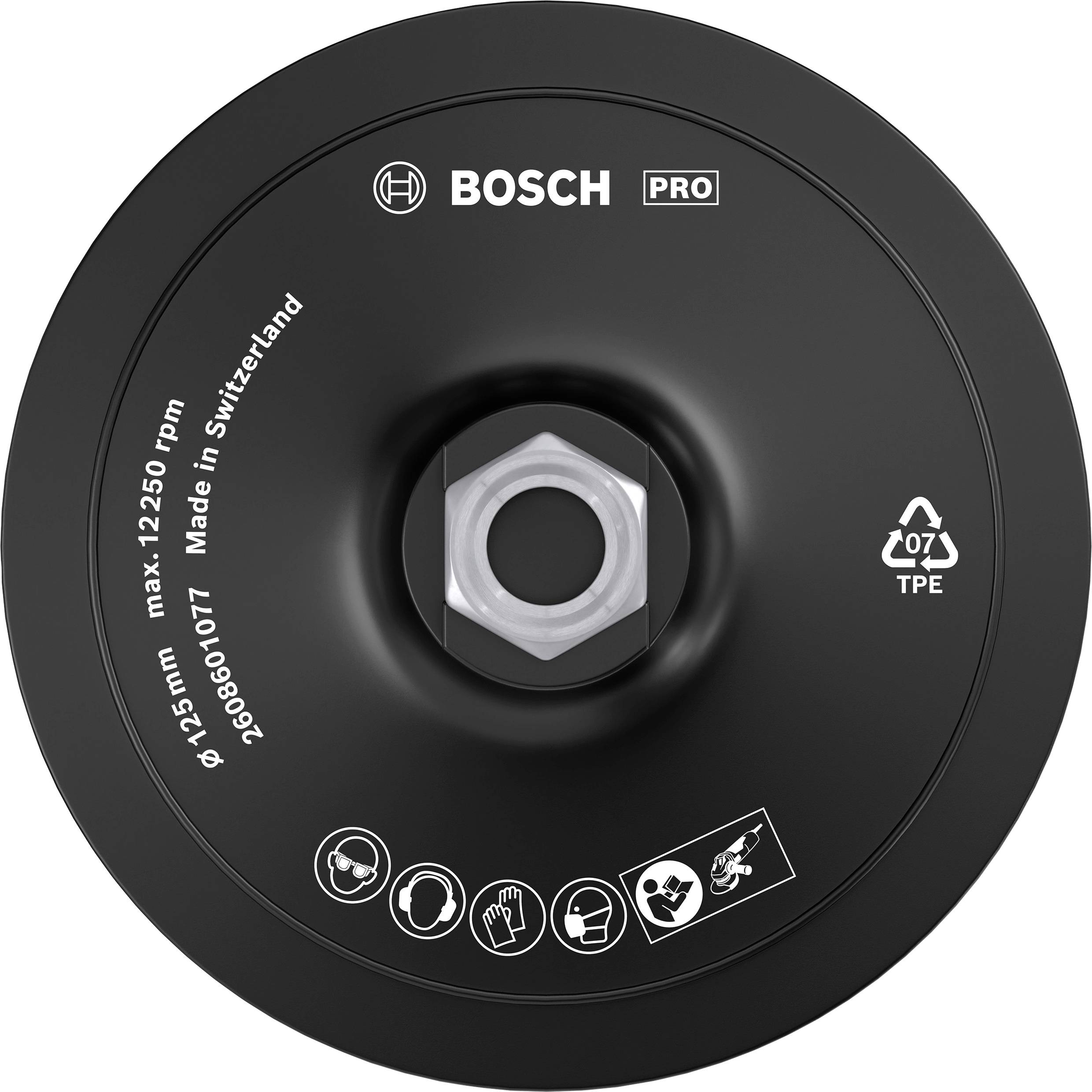 Plateau de ponçage auto-agrippant pour feuilles de papier abrasif, 125 mm, 12 500 tr/min Bosch 2608601077