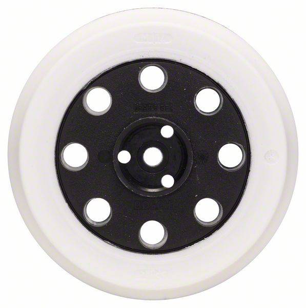 Une roue de disque noire avec huit trous symétriques et un bord blanc.